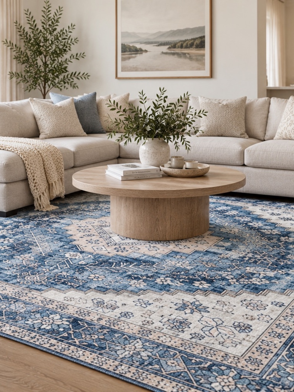 Classic Blue Patterned Area Rug - Home Accents